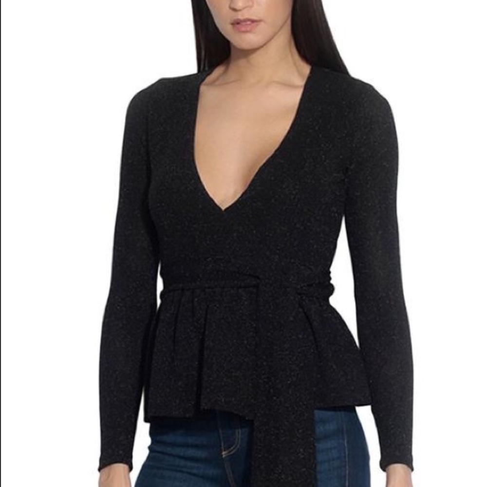 Susana Monoco Black Sparkel Wrap Blouse